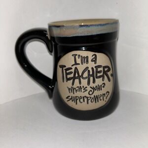 I'm a teacher superpower pottery mug black Joanne Sharpe Design‎